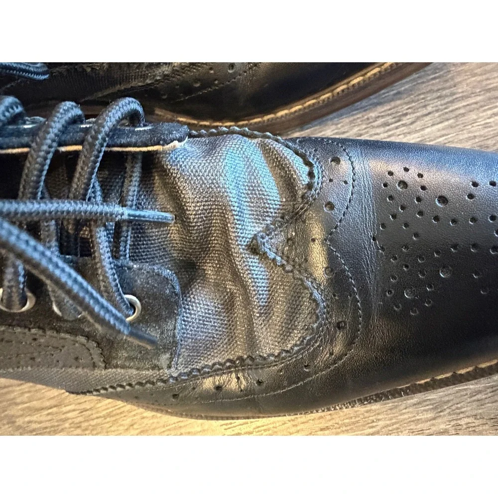 Stacy Adams Black Leather Wingtip Brogue Lace Up‎ Dress Boots Mixed Media Mens